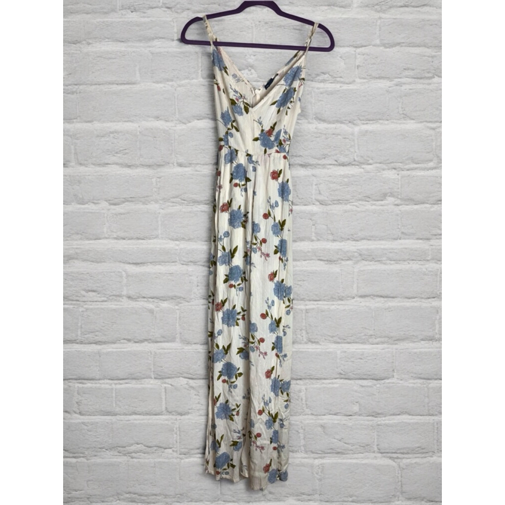 American Eagle Outfitters Women's Size 2 Ivory Floral V-Neck Adjustable Jumpsuit